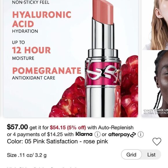 YSL CANDY GLAZE Lip Colour + BALM - Pink Satisfaction 5 - Picture 6 of 7